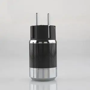 Pair Hi-end Carbon Fiber Rhodium Plated AC Power cable IEC female connector Hifi 2 pins EU EUR power Plug socket(male)