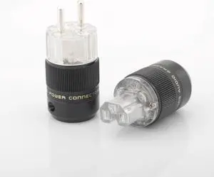 One Pair SET+PCT Rhodium Plated EUR EU Power Plug & IEC Connector plug,Audiophile DIY Mains Power cord Plug hifi