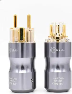 power EU version 24k gold plated power plug Audio power plug HIFI Power supply socket(Transparent pair)