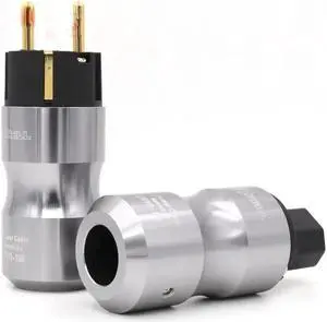 power EU version 24k gold plated power plug Audio power plug HIFI Power supply socket(black pair)