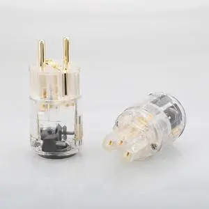Pair HIFI Plug EU Version Power Plugs for Audio Power Cable 24K Gold Plated Male Plug Female IEC C15 Connector