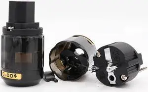 1pair P004E +C004 Rhodium plated EUR AC power plug C004 IEC power connector