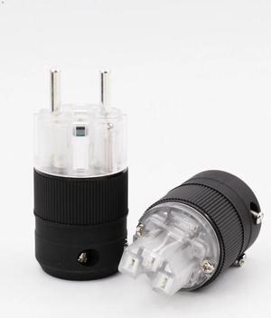 One Pair Mains Power Plug silver Plated Connector IEC Female plug EU Power Connector