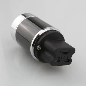 Carbon Fiber Rhodium Plated 20A C19 IEC Female Plug HIFI Power Cable DIY Mains Connector