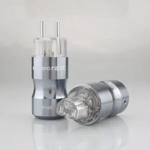 1 Pair P105 HI-End Rhodium Plated Power Mains Connector HIFI AC Power Plug DIY Power Cable(1Pair Rhodium Plated)