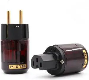 Hifi Brass 24k Gold-Plated P-079E+pure copper C079 EU Power Plug ac power cord plugs(2pairs)