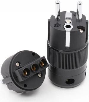 2pcs VE505R Without Logo High End Rhodium Plated EUR EU Power Plug & IEC Connector plug
