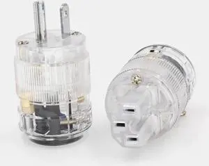 1Pair Audio AMP US AC Main Power Plug IEC Connector rhodium Plate for HIFI  power cable