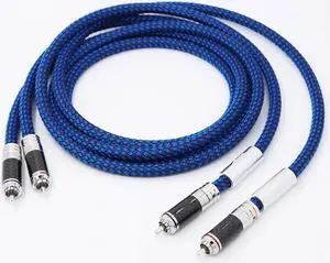 1 Pair Interconnector cable Silver Plated with 2RCA Male to 2RCA Male audio cable Length: 2m