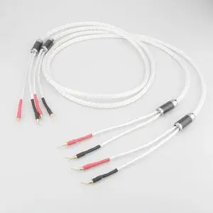 8AG Silver Plated 16 Stands HIFI OCC Speaker Cable With 2mm Pin Banana Plug Loudspeaker Cable Length: 2m