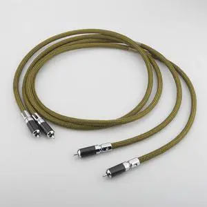 1pair hifi rca jack cable audio OFC pure copper plated silver double shield 2 core 2 RCA to 2 RCA Audio Cable Line Wire Length: 2m