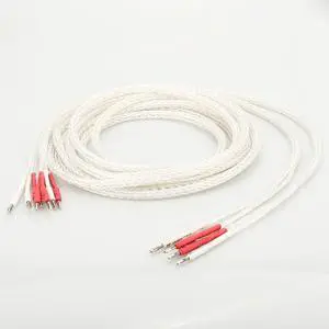 HI-End OCC Silver Plated 8AG Speaker Cable Biwire Loudspeaker Cable HIFI Banana Plug Audiophille Speaker Cable Length: (2m)