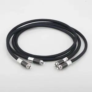 A10 Silver Plated OFC Analogue RCA to RCA Phono Cable RCA Interconnect cable HIFI Carbon fiber RCA Plug Length: 0.5m