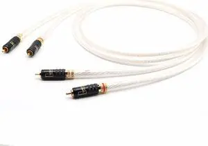 HIFI RCA Cable Audio Cable 7N OCC Single Silver Plated Interconnect Cable With Gold Plated RCA olug Length:1m