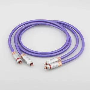 A20 OCC copper silver plated HiFi Audio RCA interconnect cable with RCA plug Analog HIFI Cable Length:1.5m