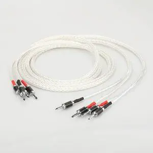 8N single silver Plated Twisted Speaker Cable Loudspeaker Cable For HIFI amplifier speaker Audiophile Length:(3m)