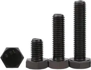 Black Grade 12.9 Alloy Steel Metric Thread GB5783 DIN933 External Hex Hexagon Head Cap Screw Bolt(50mm)(M6    10pcs)