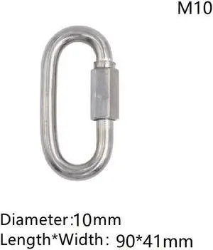 1 Pcs Carabiner Hook 304 Stainless Steel Oval Screwlock Quick Link Lock Ring Hook Chain Rope Connector Buckle Locked Hook(M10)