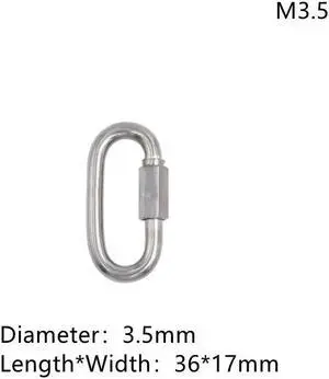 1 Pcs Carabiner Hook 304 Stainless Steel Oval Screwlock Quick Link Lock Ring Hook Chain Rope Connector Buckle Locked Hook(M3.5)
