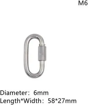 1 Pcs Carabiner Hook 304 Stainless Steel Oval Screwlock Quick Link Lock Ring Hook Chain Rope Connector Buckle Locked Hook(M6)