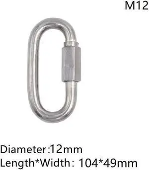 1 Pcs Carabiner Hook 304 Stainless Steel Oval Screwlock Quick Link Lock Ring Hook Chain Rope Connector Buckle Locked Hook(M12)