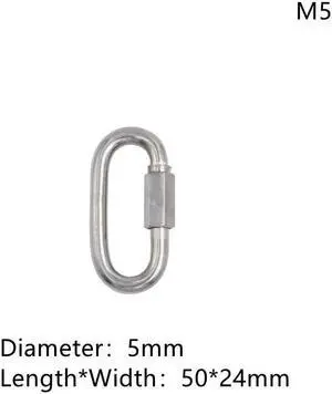 1 Pcs Carabiner Hook 304 Stainless Steel Oval Screwlock Quick Link Lock Ring Hook Chain Rope Connector Buckle Locked Hook(M5)