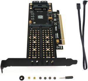 PCIE to M2 Adapter Raiser PCI E 3.0 X16 to M.2 SSD M Key B Key mSATA 2 x 7Pin SATA Port NVME M2 SSD AHCI mSATA 3 in 1 Riser Card