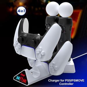5V 2A 4 in 1 Game Controller Charger for PS5 DualSense Charging Dock Station for PlayStation P-MOVE Controller Accessories