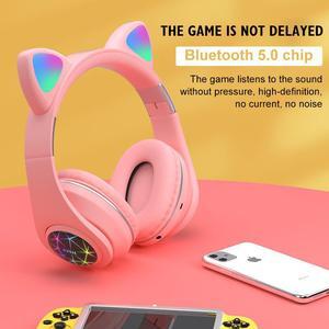 M2 Cat Ear Headset With LED Flash Light Bluetooth 5.0 Young People Kids Girls Headset Bluetooth Headphones Bluetooth Headset