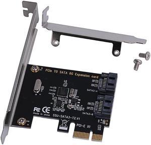 Mining Card High Speed PCIe PCI Express to 6G SATA3.0 2 Port SATA III 6G Controller Expansion Card Adapter With High/Low Profile Bracket