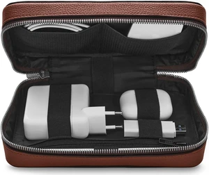 Leather Tech Organizer - Cognac Leather Tech Organizer - Cognac