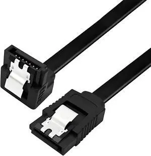 MUIKEUHD SATA Cable III 5 Pack 6Gbps 7pin Female to 90 Degree Right-Angle Data Cable with Locking Latch Compatible for SATA SSD, HDD, CD Driver, CD Writer, 20 Inch Black