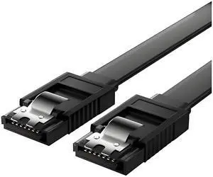 MUIKEUHD SATA Cable III 5 Pack 6Gbps 7pin Straight  Data Cable with Locking Latch Compatible for SATA SSD, HDD, CD Driver, CD Writer, 20 Inch Black