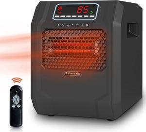 VOLTORB Freestanding Portable Electric Space Heater for Bedroom or Indoor Use with LED Display, Remote Control, and Fan Only Mode, Black