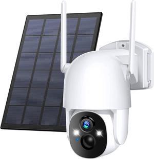 Wireless Cameras for Home/Outdoor Security, Solar Security Cameras Wireless Outdoor 355°PTZ, 3MP 2K FHD WiFi Camera with Spotlight, Motion Detection, Siren, Color Night Vision, 2-Way Talk, SD/Cloud