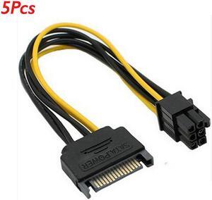 5Pcs SATA Power Cable 15 Pin To 6 Pin PCI EXPRESS PCI-E Sata Graphics Converter Adapter Video Card Power Cable CordDigital
