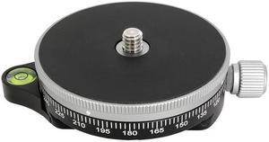koolehaoda Camera Panoramic Panning Base with Arca Swiss Style Plate, Aluminum Alloy Black Panorama Tripod Head with Bubble Level for Tripod Monopod DSLR Cameras