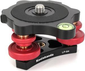 koolehaoda Leveler with Bubble Level LP-64 for Tripod 3/8 Mounting Screw 3 Adjustment Dials for Camera Tripod