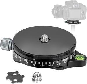 koolehaoda Camera Panoramic Panning Base with Arca Swiss Style Plate, Aluminum Alloy Black Panorama Tripod Head with Bubble Level for Tripod Monopod DSLR Cameras, Load Capacity 22 LBS