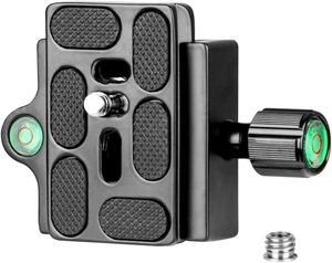 Koolehaoda Quick Release Plate Adapter Clamp with 1/4-3/8 inches Screw and Bubble Level for DSLR Camera, Tripod, Monopod, Stabilizer, Ball Head