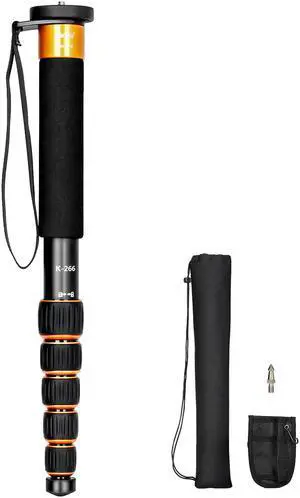 koolehaoda 6-Section Monopod Compact Portable Photography Aluminum Alloy Unipod Stick, Max. Load 10kg / 22lbs, Folding size is only 38CM (Orange)