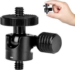 koolehaoda small Ballhead Camera Ball Head Tripod Mount and 1/4 to 1/4 Connector (1/4 to 1/4 Connector)