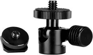 koolehaoda 1/4 Mini BallHead & Hot Shoe Mount Adapter For Camera Video Light Tripod Monopod (1/4 Ball head)