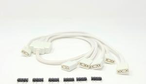 Micro Connectors 70cm Premium Sleeved 3-Pin 1 to 5 Addressable (ARGB) Splitter Cable (White)