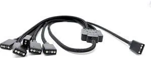 Micro Connectors Premium Sleeved 3-Pin 1 to 5 Addressable (ARGB) Splitter Cable – 70cm Black