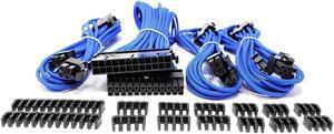 Micro Connectors Premium Sleeved PSU Cable Extension Kit (Blue)