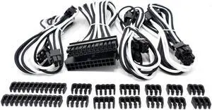 Micro Connectors Premium Sleeved PSU Cable Extension Kit (White/Black)