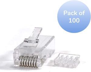 Micro Connectors CAT6 RJ45 Modular Connector Plugs with Load Bar 100-Pack (C20-088L6-100)