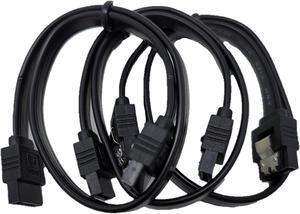 Micro Connectors 12" SATA III Straight Cable with Locking Latch (Black) 3-Pack (F03-03MSSB-3P)