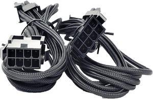 Micro Connectors 1.5 Feet Premium Sleeved 8-Pin (6+2) PCI-e GPU Power Extension Cable –Black / 2-Pack (F04-8PCE-BK2P)